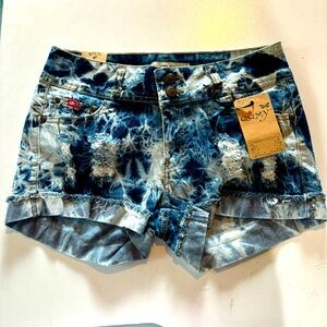 NWT Y2K Womens Low Rise Mini Shorts 12 Distressed Blue Denim Short Jean New